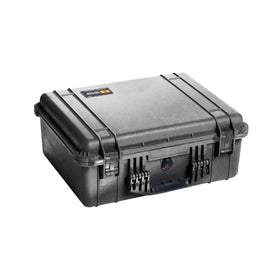 Pelican 1550 No Foam Black front view showing rugged protective shell