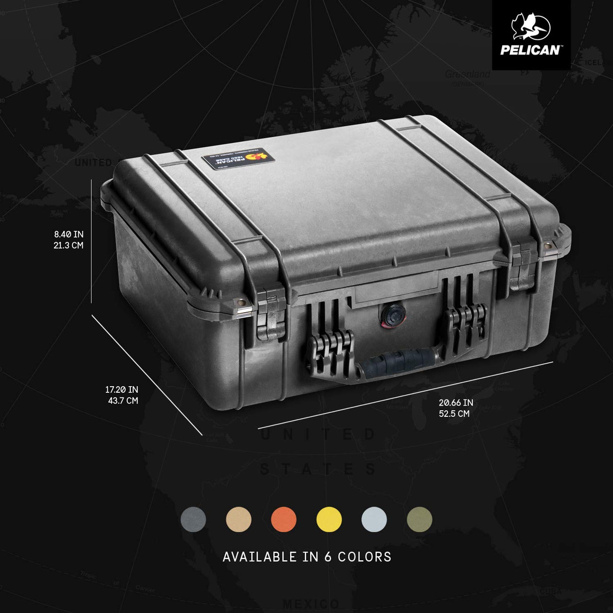 Pelican 1550 case stainless steel pins reinforce hinges for durability.