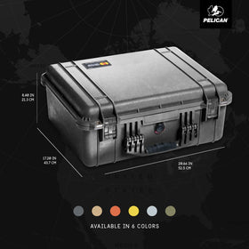Pelican 1550 case stainless steel pins reinforce hinges for durability.