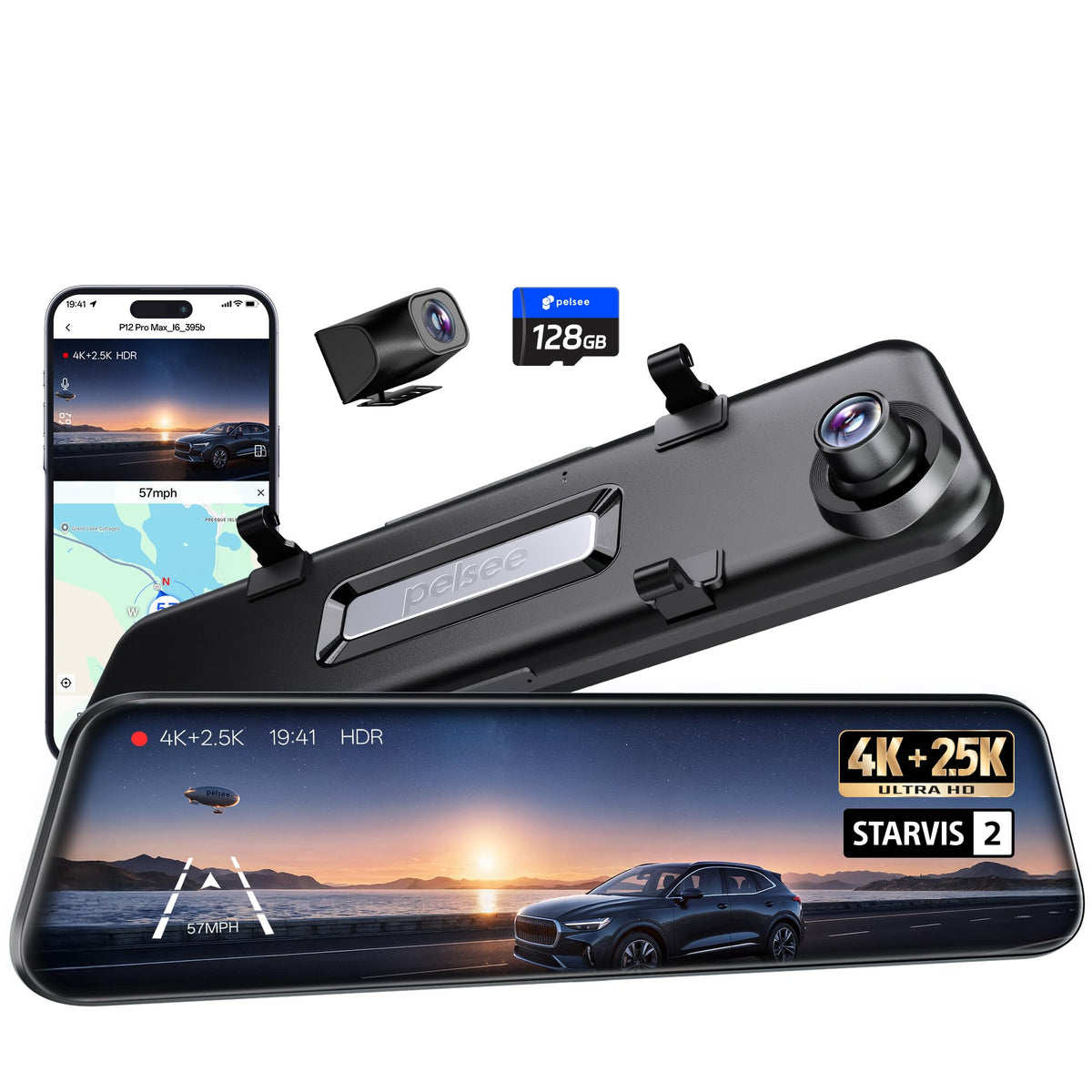 Pelsee 4K front camera with STARVIS IMX678 for sharp daylight and night footage.
