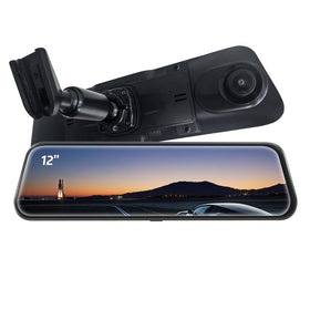 Pelsee bracket with 12-inch mirror dashcam attachment provides stable footage.