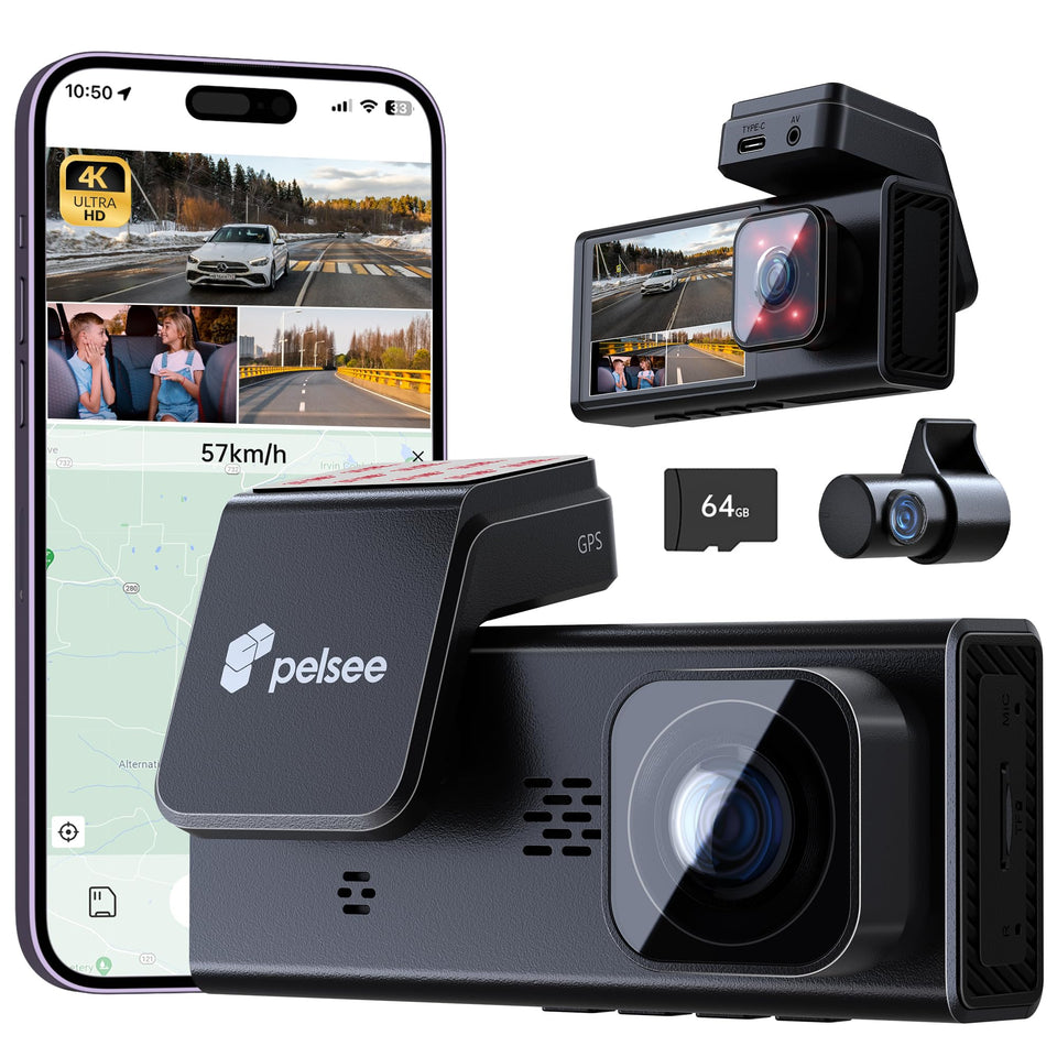 Pelsee front 4K dash cam captures signs and plates clearly for insurance claims