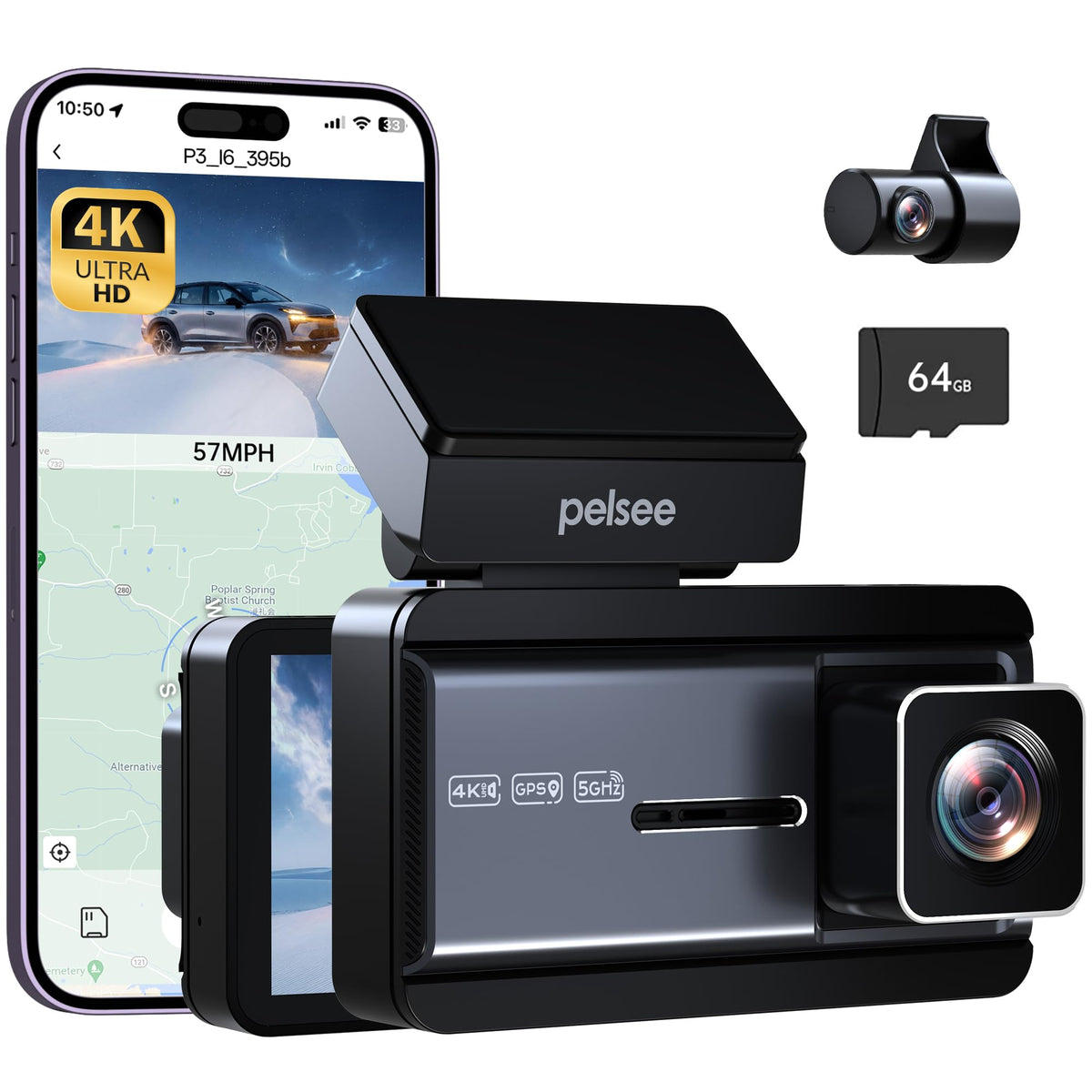 pelsee front unit angled view showing 4K lens and mounting benefit