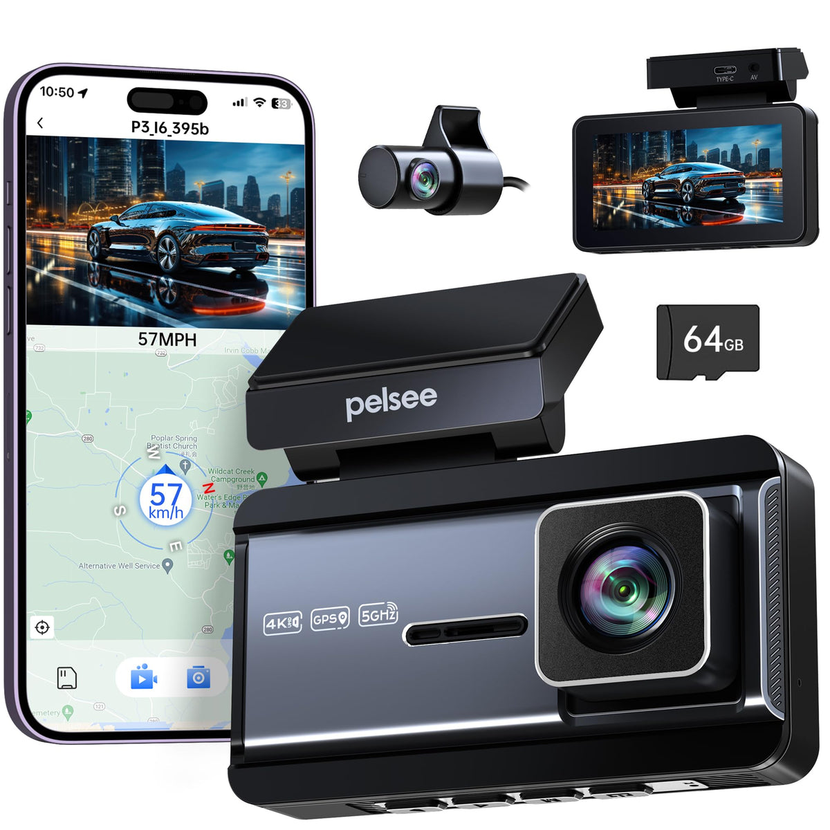Pelsee P3 front camera in 4K mode delivers crisp road details for evidence