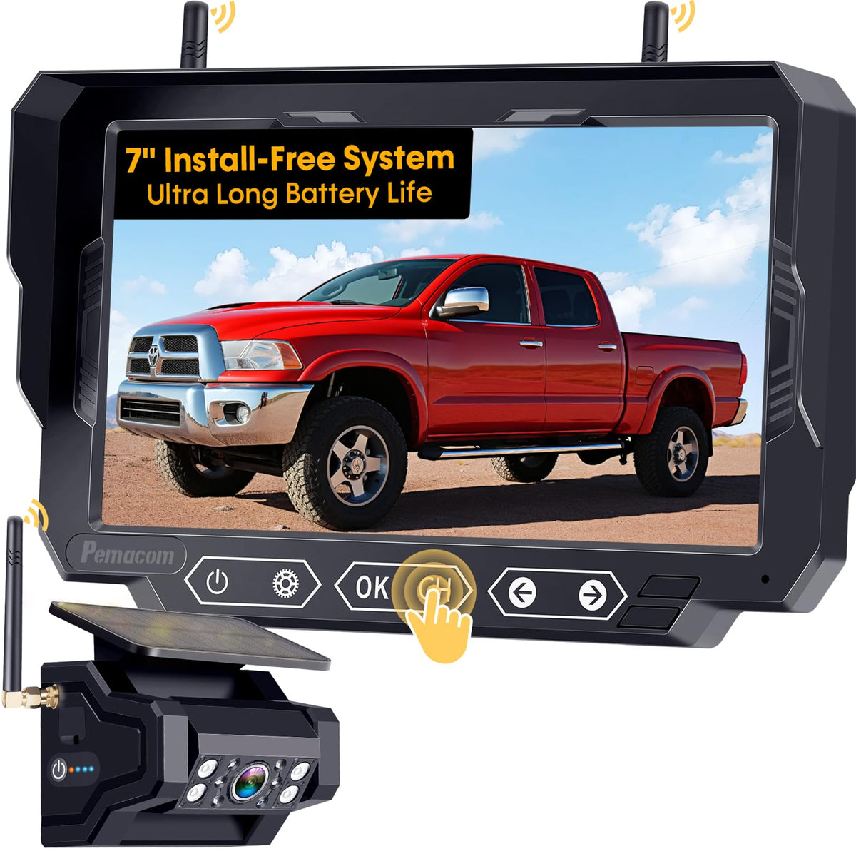 Pemacom 1080P backup camera base magnet securely mounts and protects vehicle paint