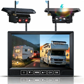 Pemacom HD1080P dual backup camera provides sharp rear view for safer towing and parking.