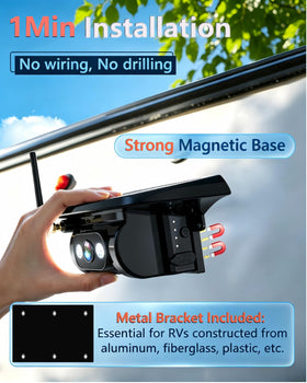Pemacom magnetic 1-second mount enables drill-free, flexible camera placement.
