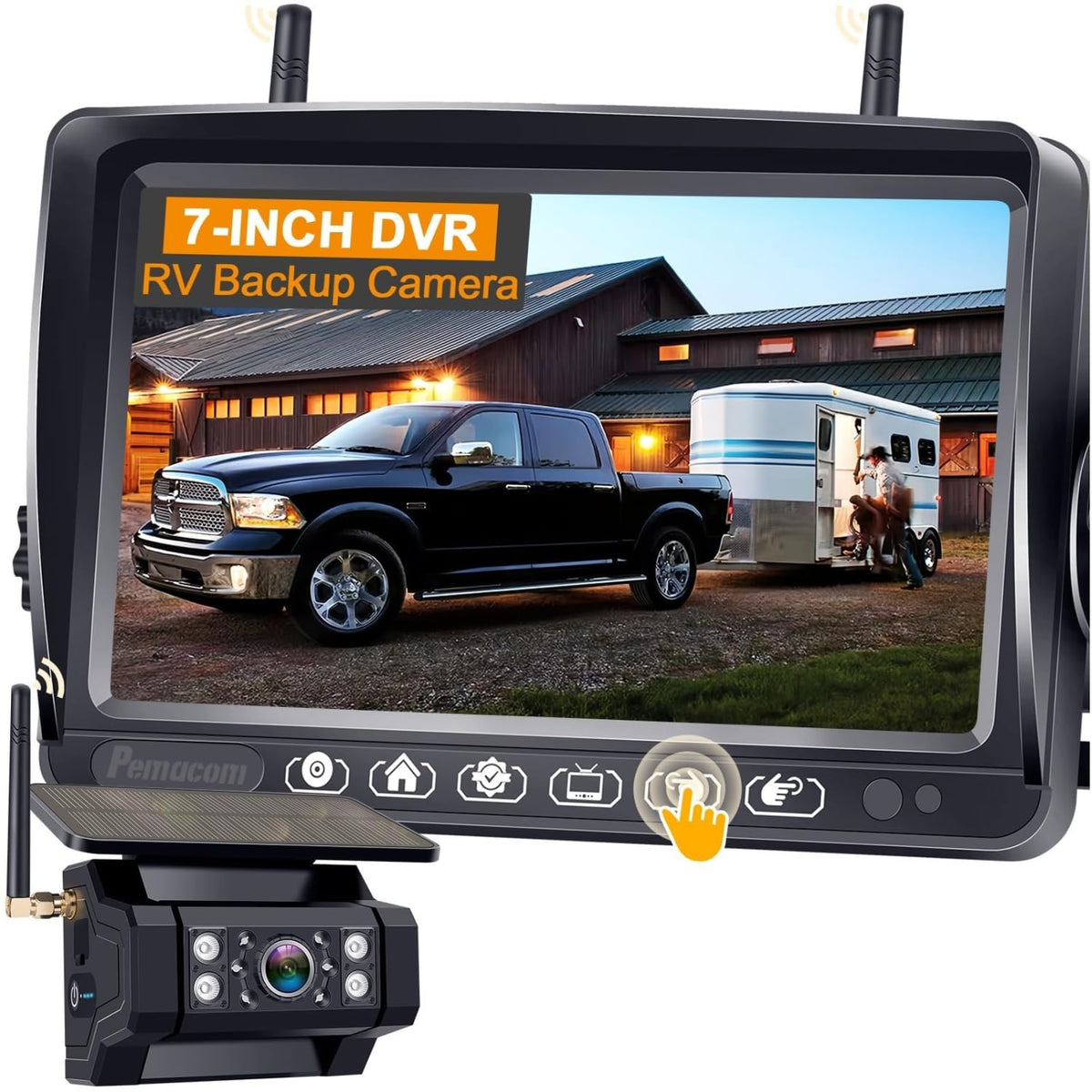 Pemacom solar magnetic base backup camera enables easy relocation across vehicles.