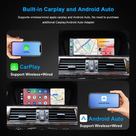 PEMP 8.8-inch Linux screen CarPlay interface on BMW dashboard.