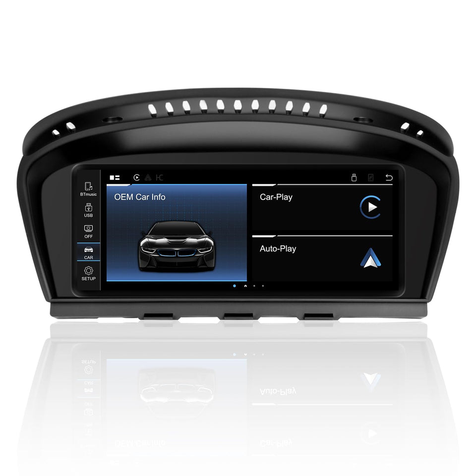 PEMP 8.8-inch Linux screen front view for BMW with CarPlay compatibility.