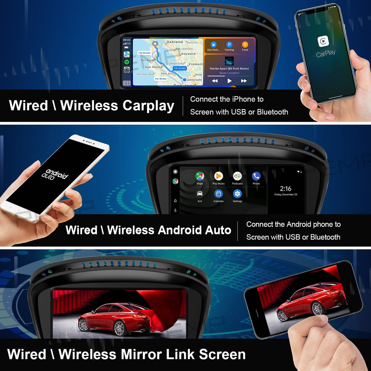 PEMP 8.8-inch display unit integrated in factory dashboard for OEM info display.