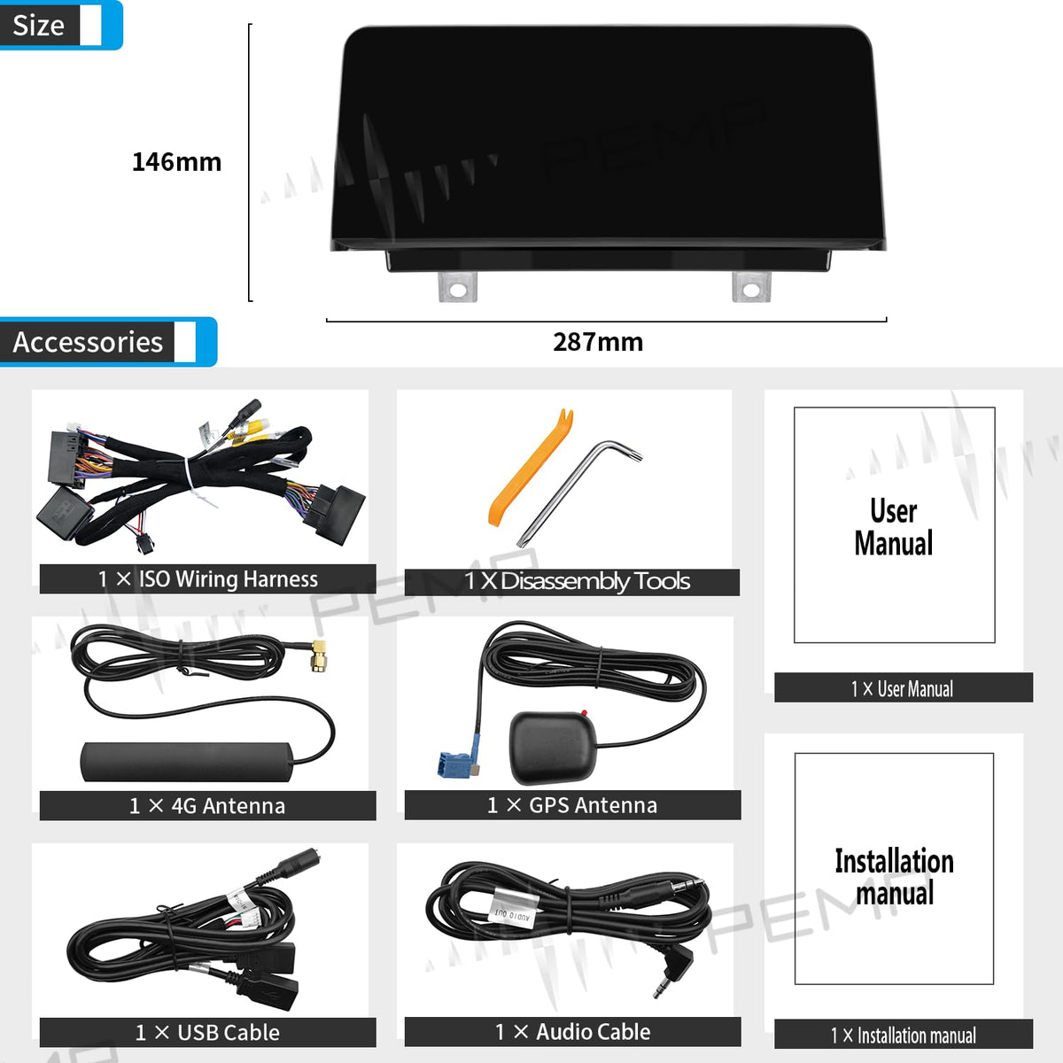 PEMP F30 app install capability—Google Maps, YouTube, Spotify on car screen