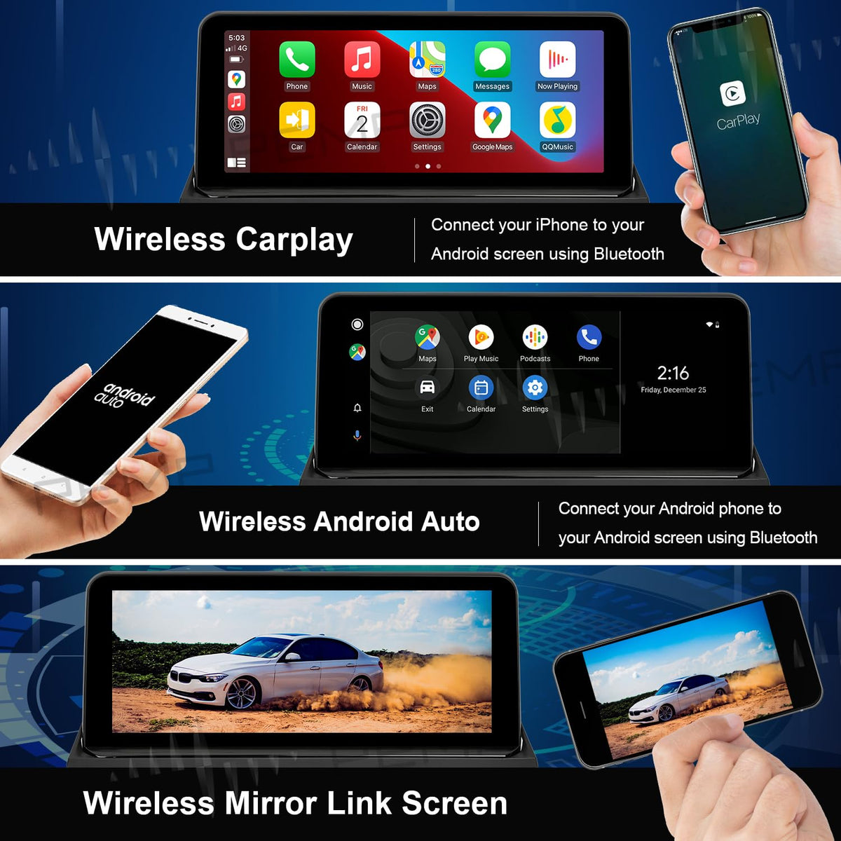 PEMP HD 1920x720 display with capacitive touch for map and media clarity.