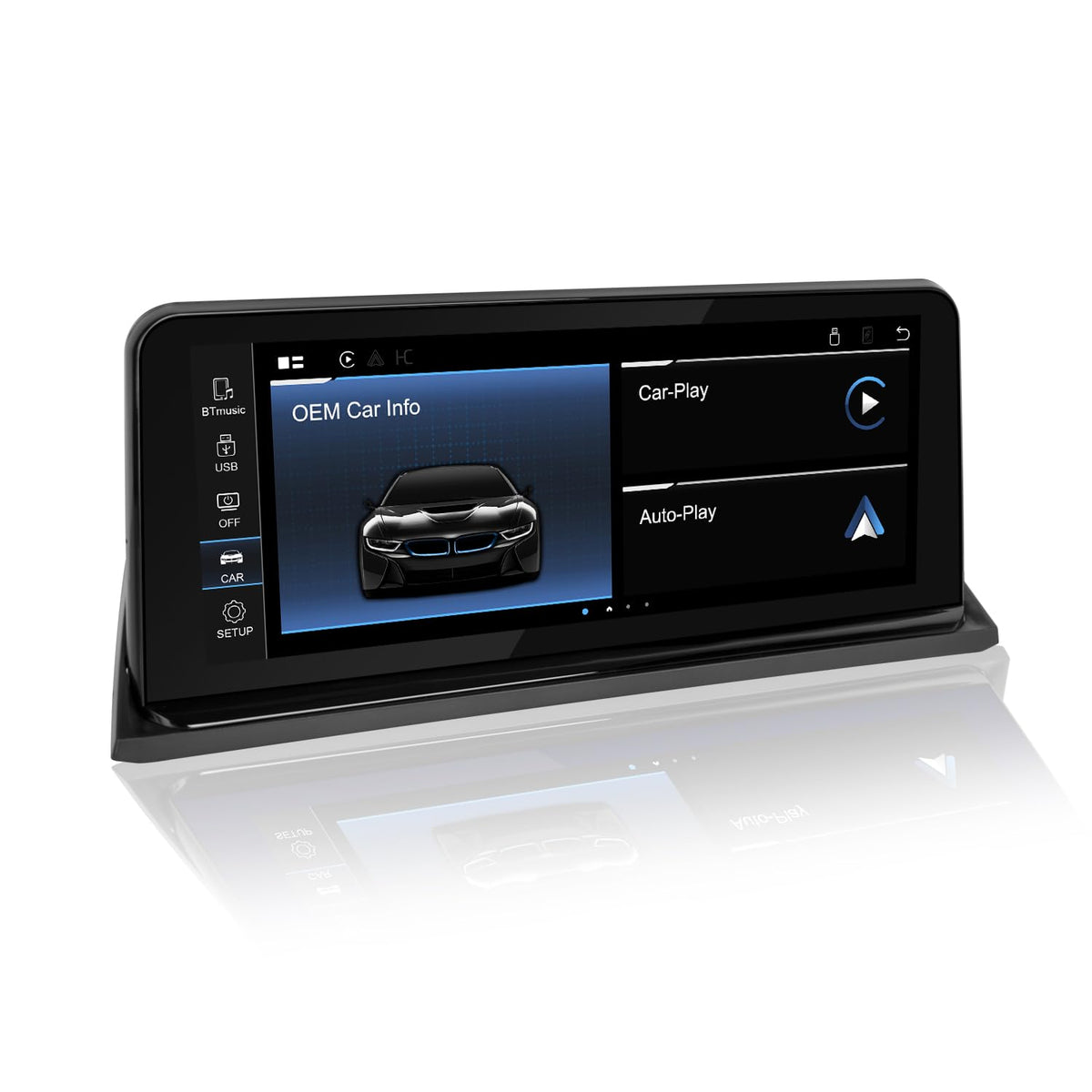 PEMP Linux vertical screen on BMW E70/E71 front view improves visibility and touch access.