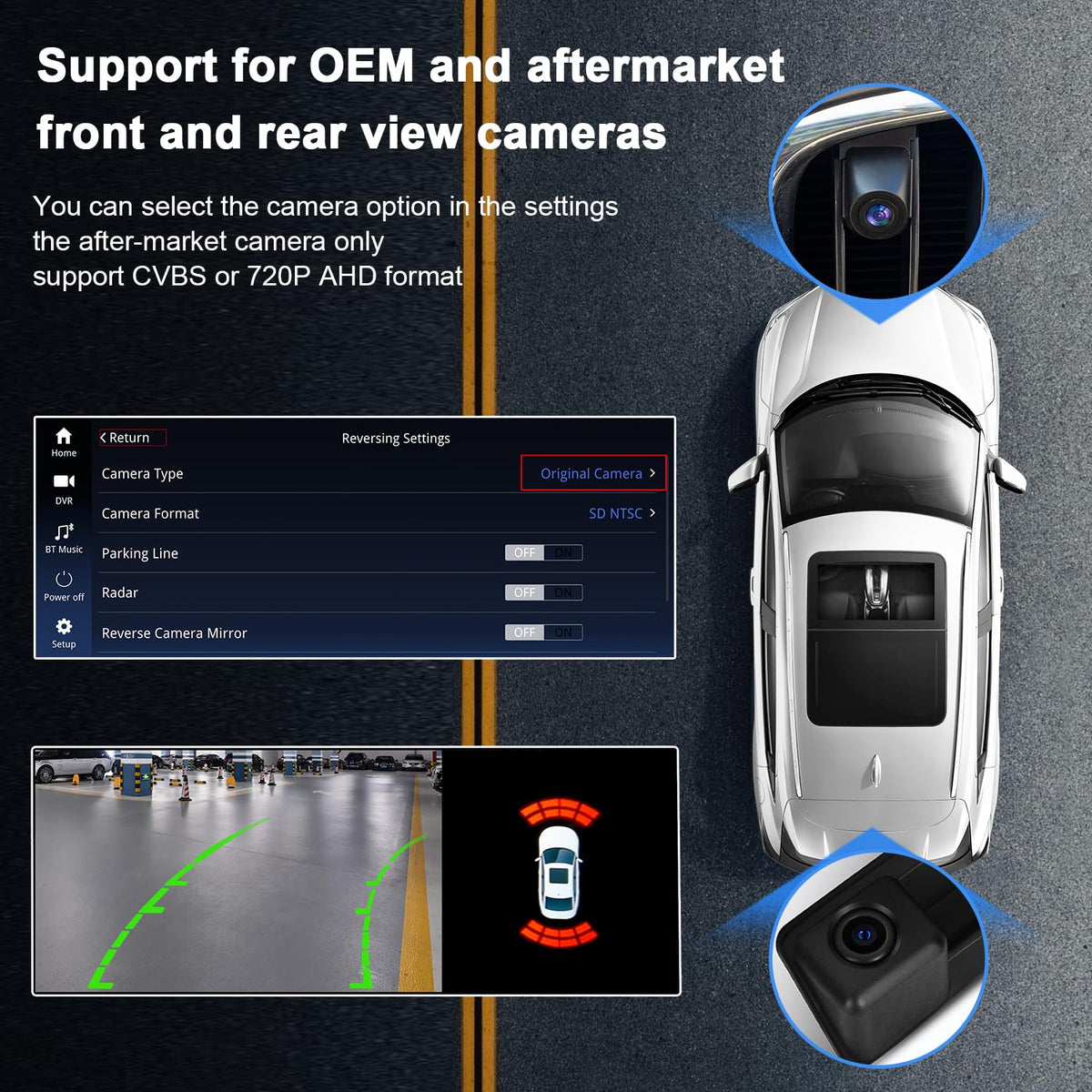 PEMP steering wheel control support enables safe interface operation.