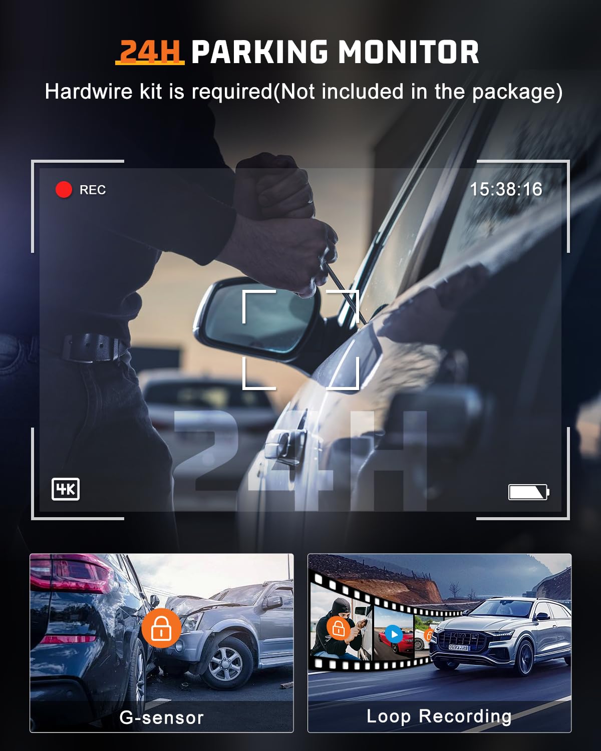 Penemay dash cam compact design fits windshield without obstructing view.