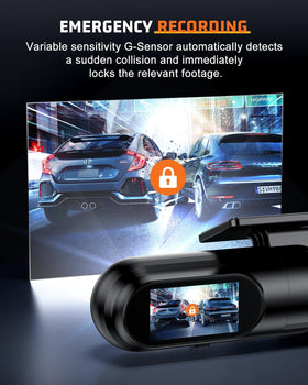Penemay dash cam loop recording and G-Sensor protect critical moments.