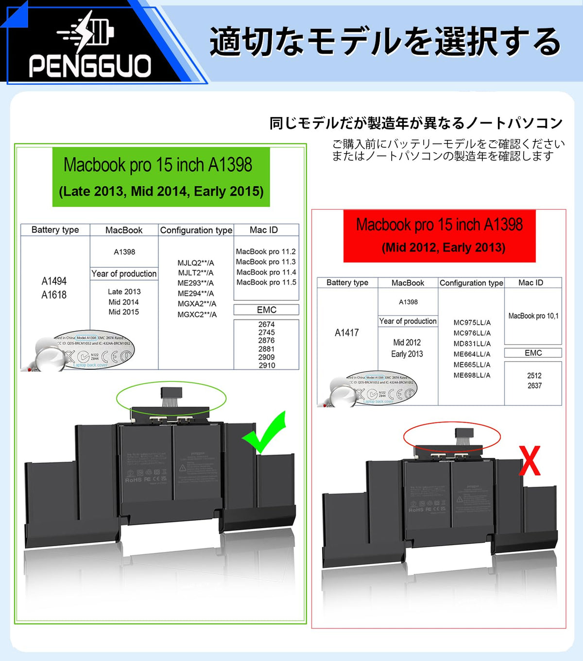 pengguo label and specification sticker displaying model A1494 A1618 details for clear compatibility benefit