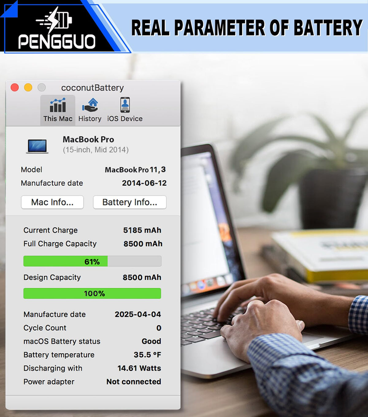 pengguo lifestyle workspace with MacBook demonstrating longer on-battery use