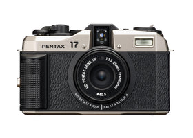Pentax 17 half-frame top cover view shows durable magnesium construction for daily shooting.