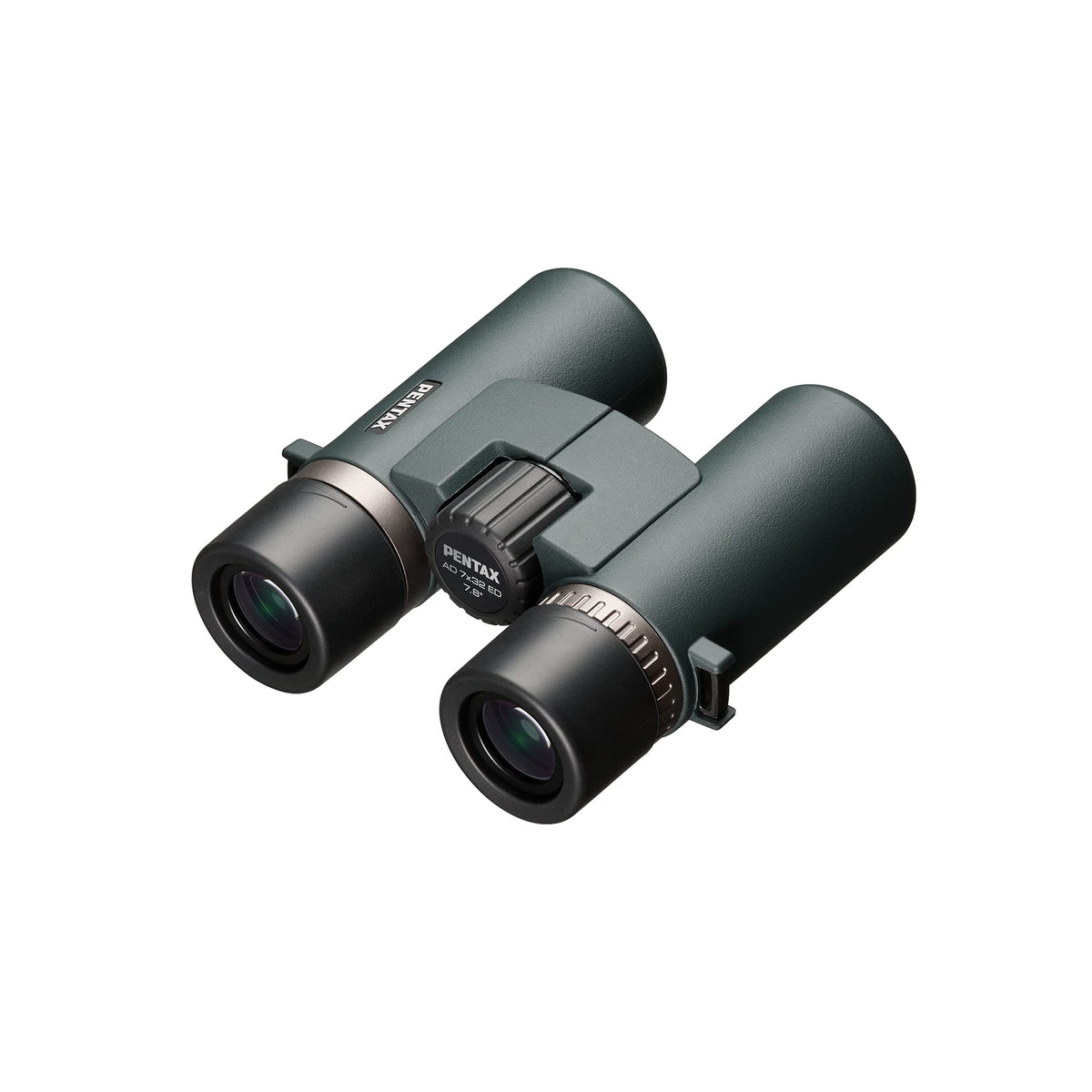 Pentax AD 7x32 ED binoculars front view; compact for hiking