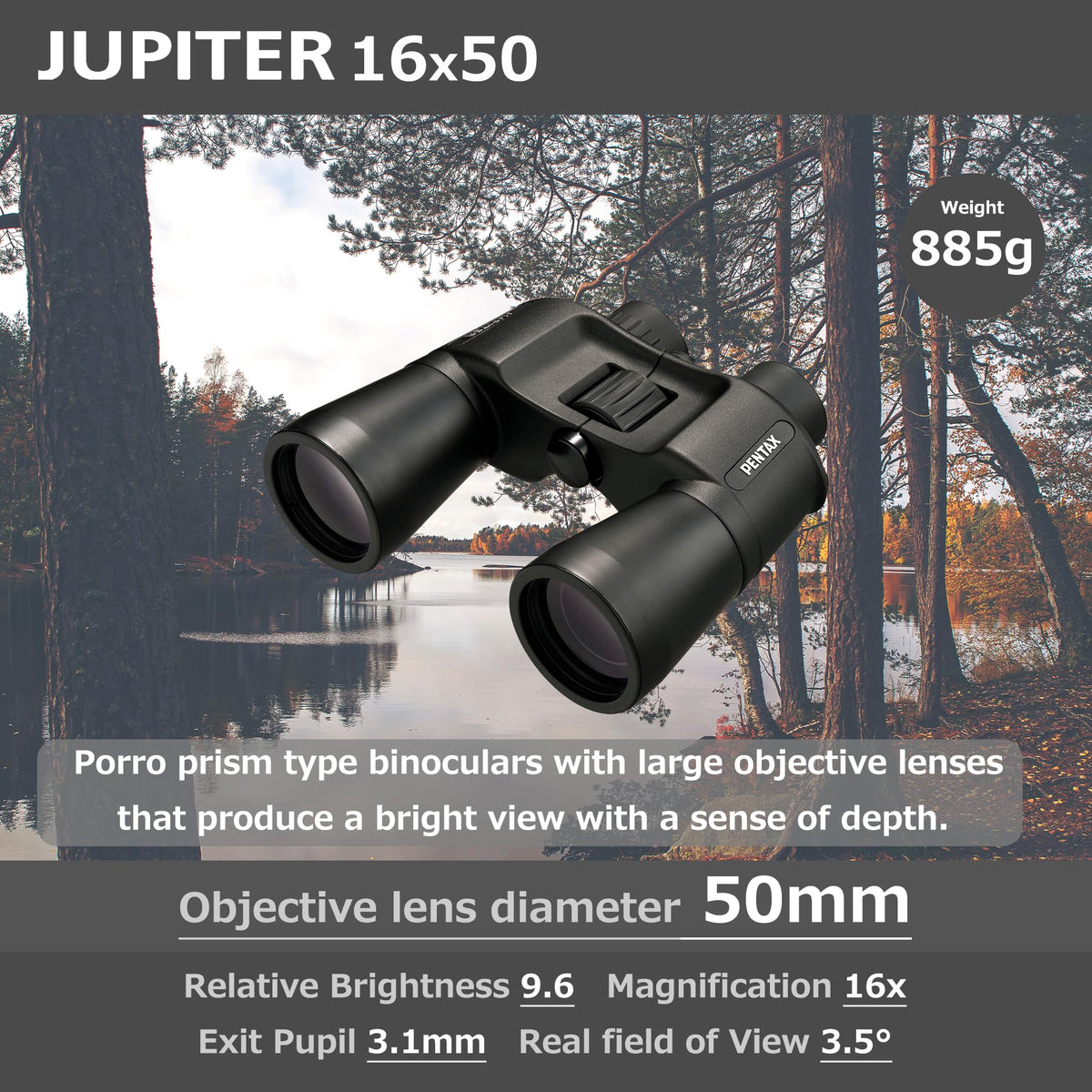 Pentax Jupiter 16x50 ergonomic exterior design supports comfortable handling.