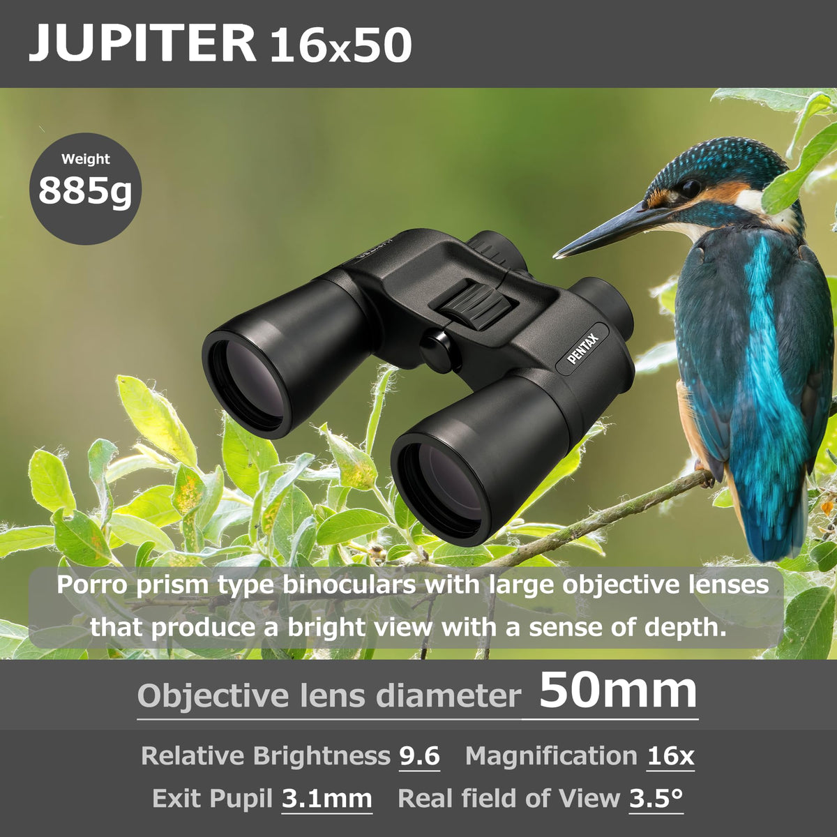 Pentax Jupiter 16x50 easy-to-use focus ring for quick adjustments.