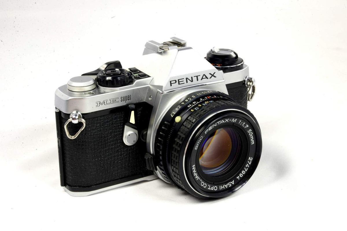 Pentax ME Super side dial controls enable hands-on exposure and shutter speed mastery.