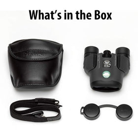 Pentax Papilio II 6.5x21 includes case, strap, and lens cover for protection