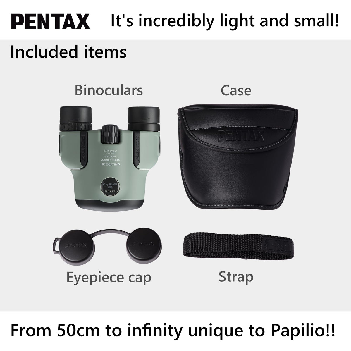 Pentax Papilio III WR ideal for travel, concerts, and sports viewing on the go.
