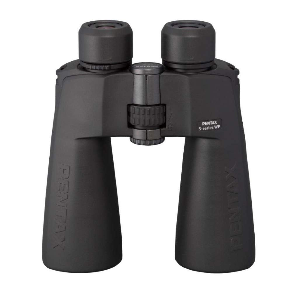 Pentax SP 20x60 WP binoculars objective lenses showing light-gathering capability in low light.