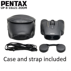 Pentax UP 8-16x21 green binoculars case and strap included