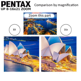 Pentax UP 8-16x21 green binoculars edge to edge sharpness in the field