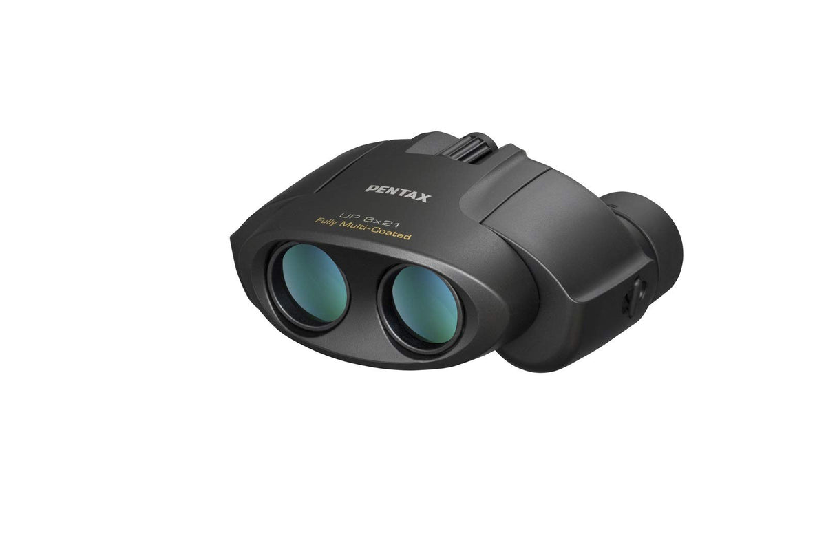 Pentax UP 8x21 binoculars front view shows a compact travel choice.