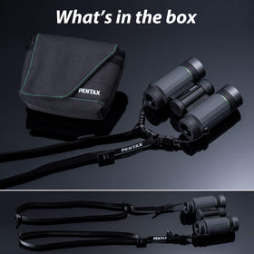 Includes neck strap, case, and TP-3 tripod adapter option.