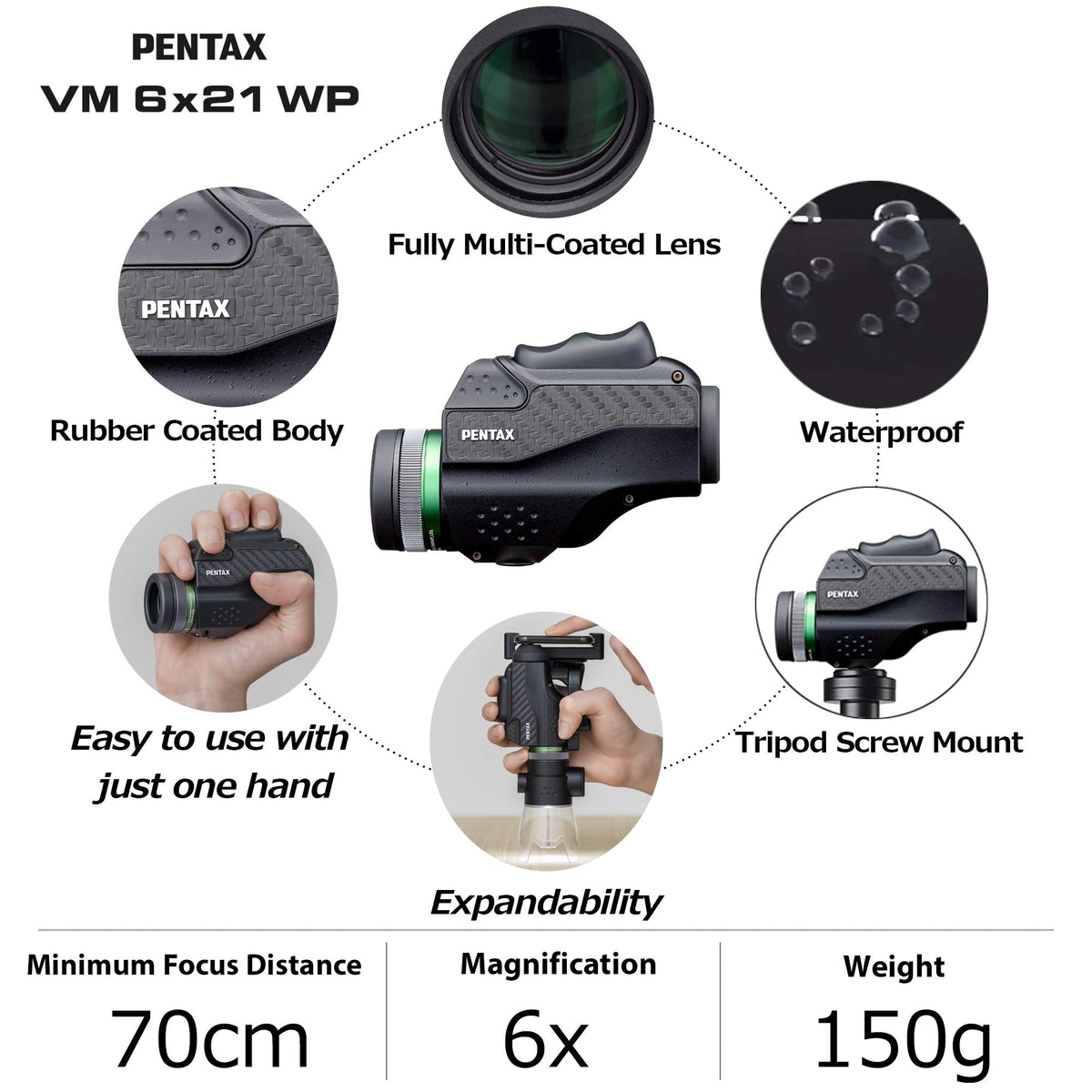 Pentax VM 6x21 WP smartphone adapter V-SA1 enables photo capture