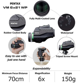 Pentax VM 6x21 WP smartphone adapter V-SA1 enables photo capture