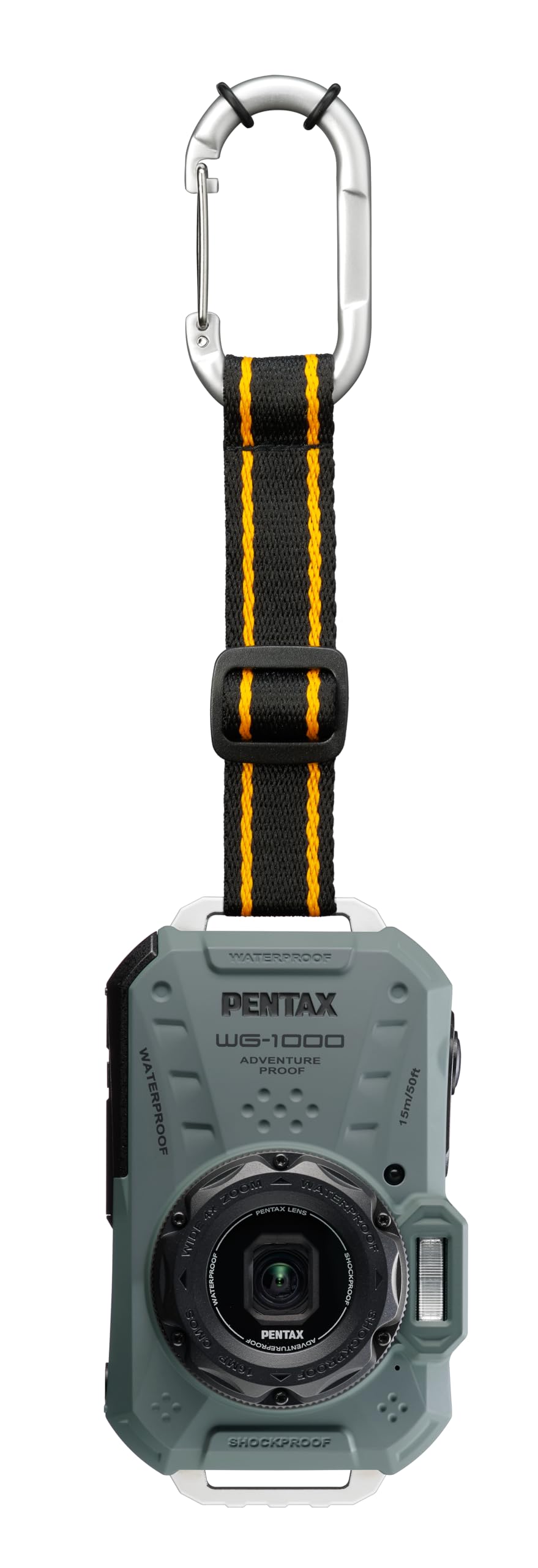 Pentax WG-1000 Olive carabiner strap for easy carrying