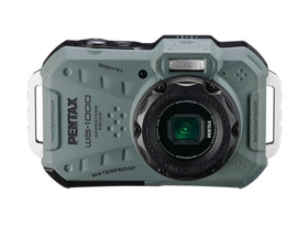 Pentax WG-1000 Olive waterproof camera shows 15 m depth capability for outdoor use