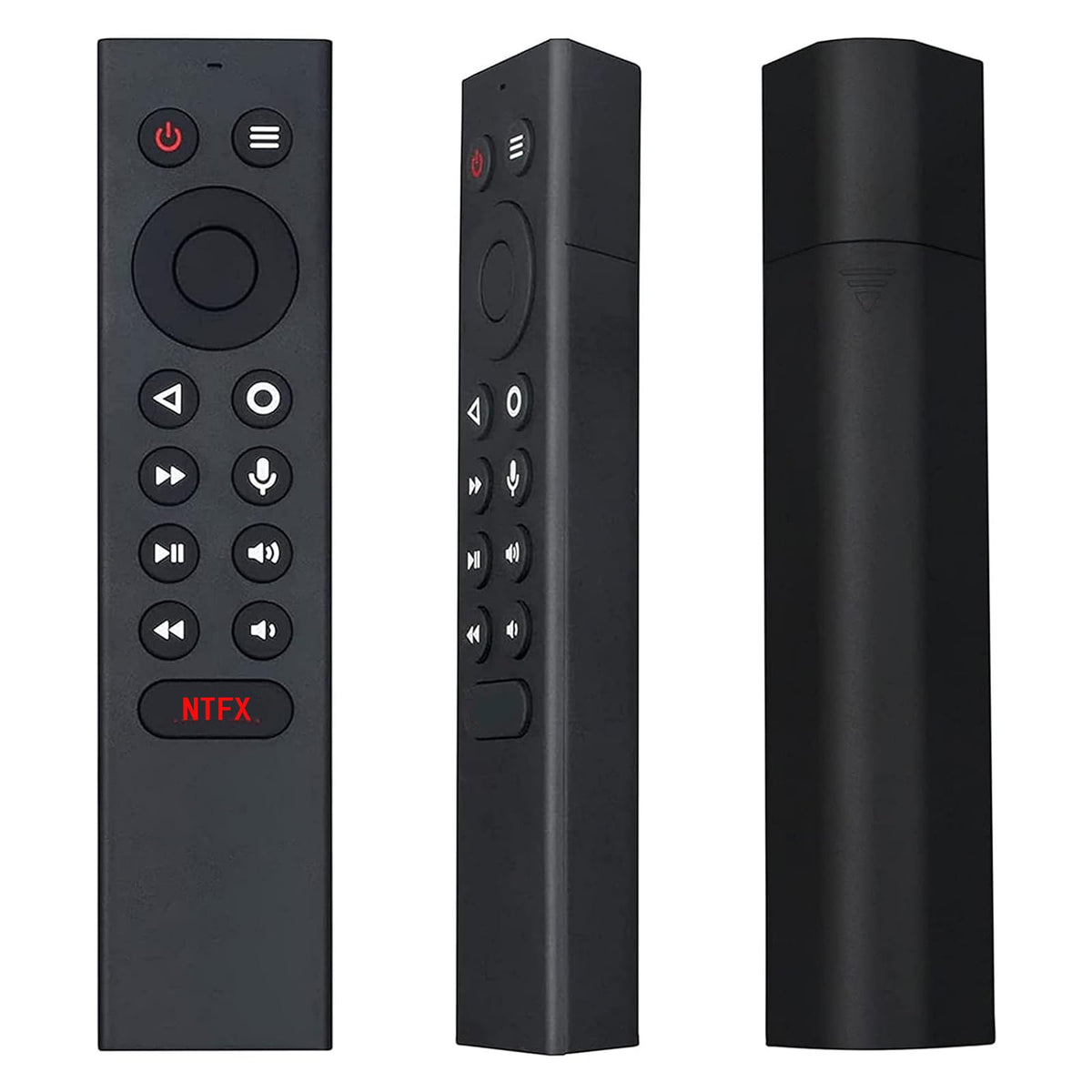 PERFASCIN front view remote showing full keypad and Shield compatibility benefits