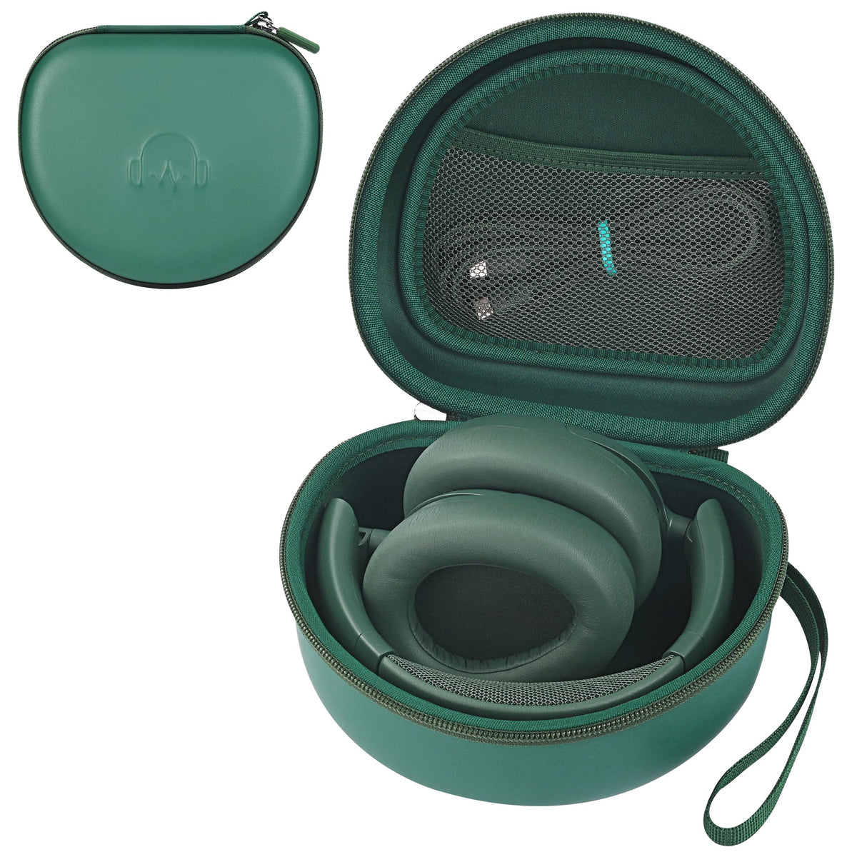 Perfcaze front view case in green showing compact protection and easy storage