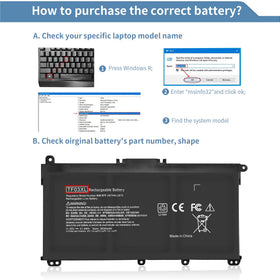Perhanmm TF03XL battery label with specs for quick compatibility checks.