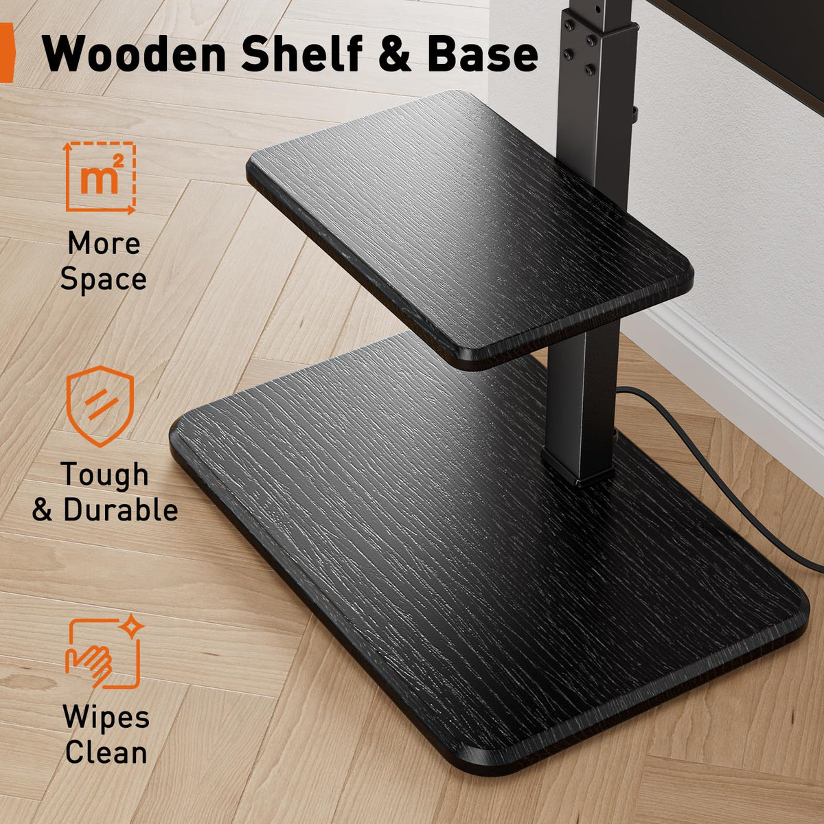 Perlegear floor stand with integrated power simplifies setup.