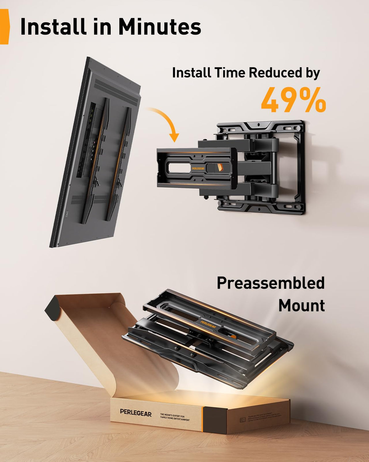 Perlegear compact retracted profile showing space-saving low-profile benefit