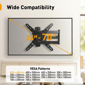 Perlegear corner TV mount 90-degree rotation ideal for corner seating.