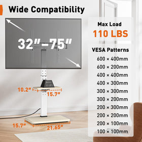 Perlegear wood-base TV stand delivers sturdy support for up to 110 lbs.