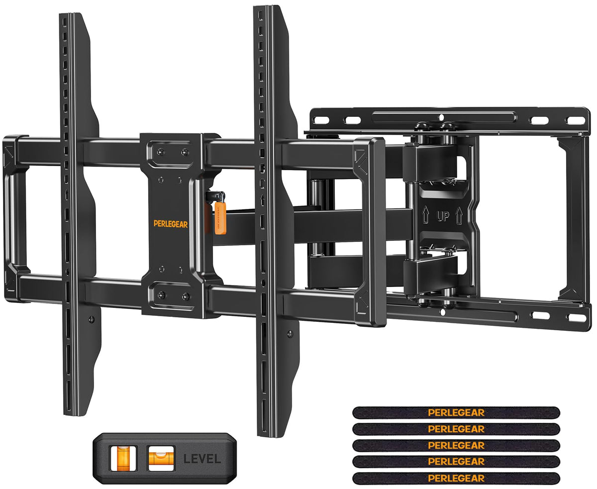 Perlegear front view of mounted TV showing sturdy support and clean look