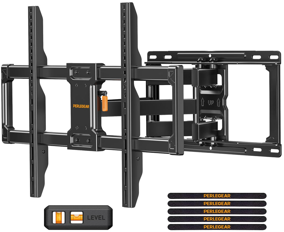 Perlegear front view of mounted TV showing sturdy support and clean look