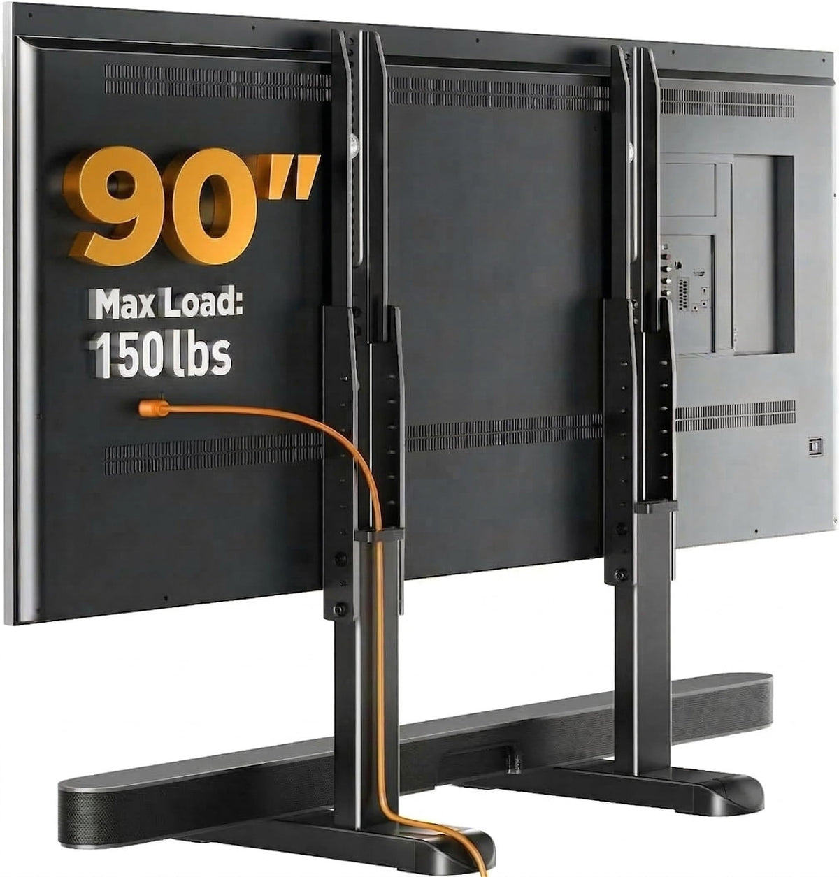 Perlegear front view of assembled TV stand showing stable base and clean profile