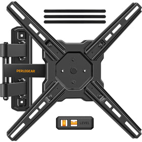Perlegear full-motion mount arm extended enables flexible viewing angles.